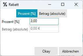 Screenshot Rabatt-Dialog